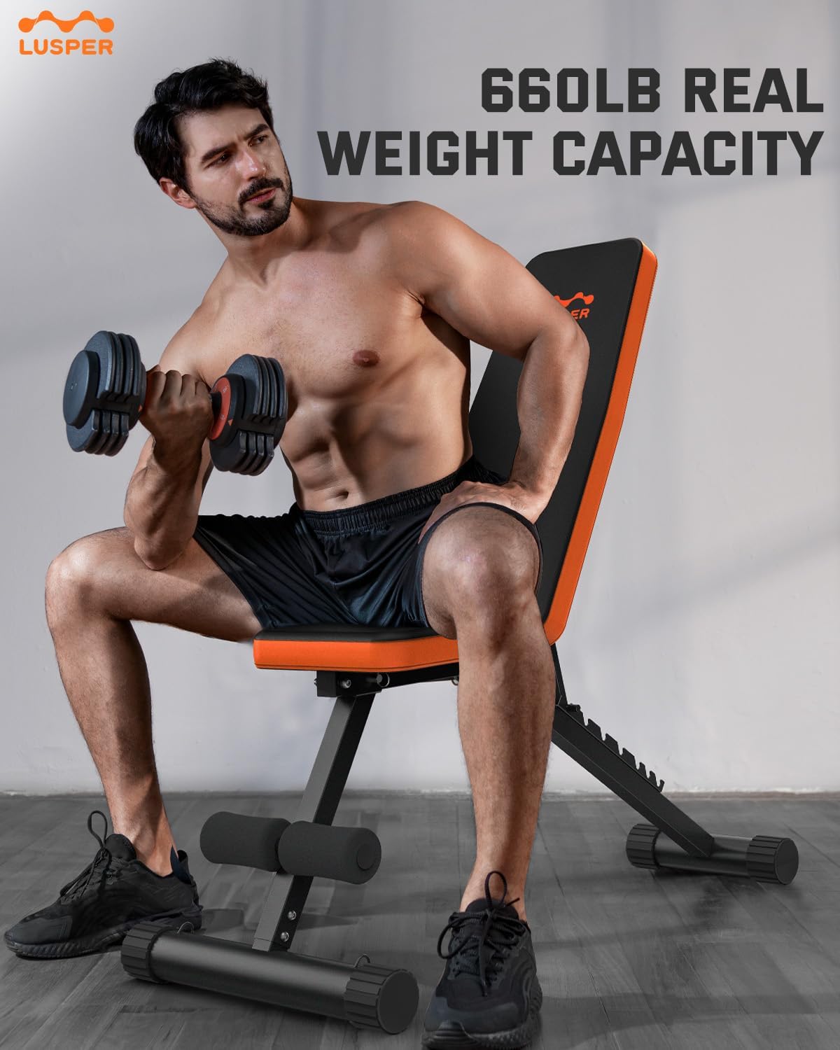 Weight Bench & Adjustable Dumbbells Set, 44LB Free Weights with Connector O699530