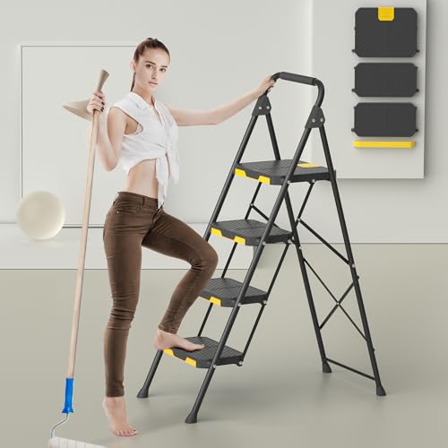 5 Step Folding Steel Ladder with Handrails D155