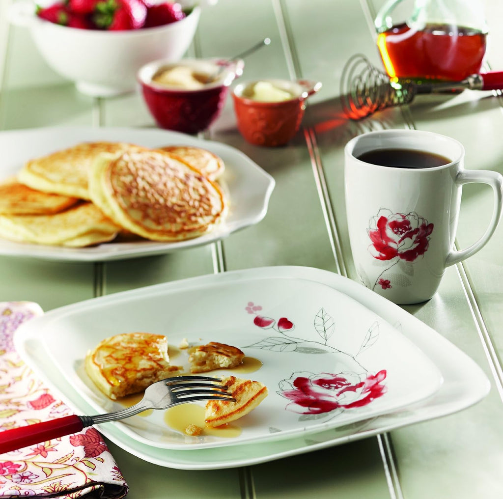 16-Piece Square Blushing Rose Dinnerware Set Q411238