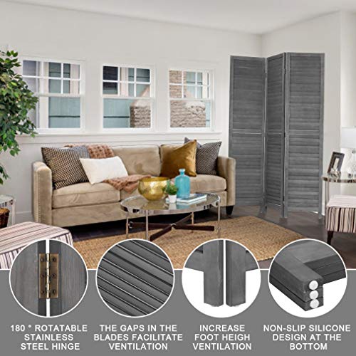 Brown 3 Panel Wood Folding Room Divider J980