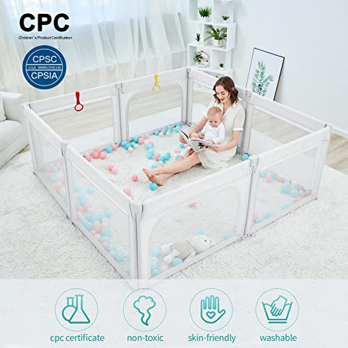 Baby Playpen Foldable 79x59 Light Grey X394