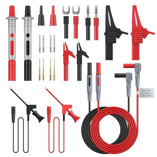 24pcs Electrical Multimeter Test Lead Kit with Alligator Clips, Test Probe, Spring Grabber, Banana Plug M899669