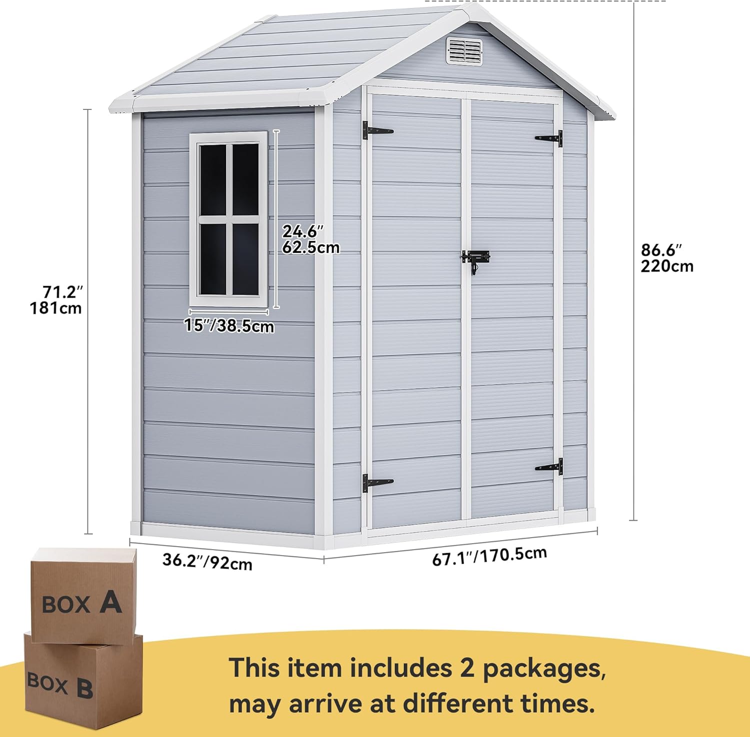 6.2x3.4 FT Resin Storage Shed with Lockable Door C6081