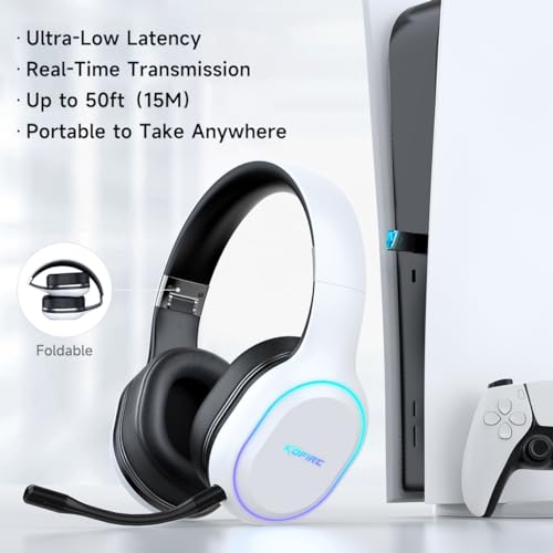 Wireless Gaming Headset, White, 2.4GHz/Bluetooth, Detachable Mic U218
