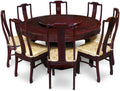 60 Inch Round Dark Cherry Dining Table with 8 Chairs I518
