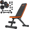 Weight Bench & Adjustable Dumbbells Set, 44LB Free Weights with Connector O699530