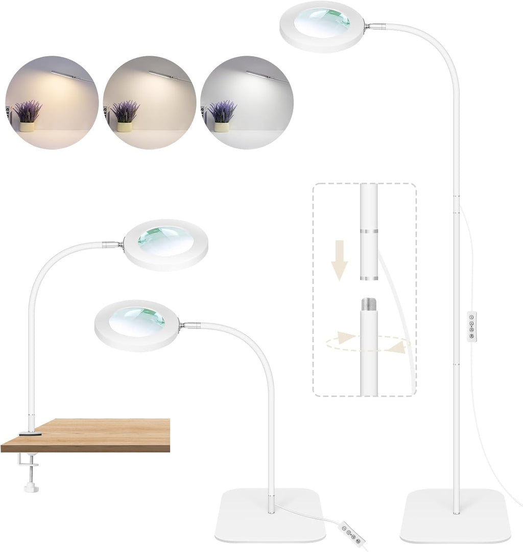 3 in1 Flexible Gooseneck Magnifying Floor Lamp with Light and Stand B778