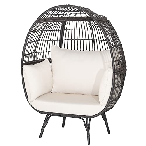 Oversized PE Rattan Egg Chair with Metal Stand and 4 Cushions F41917