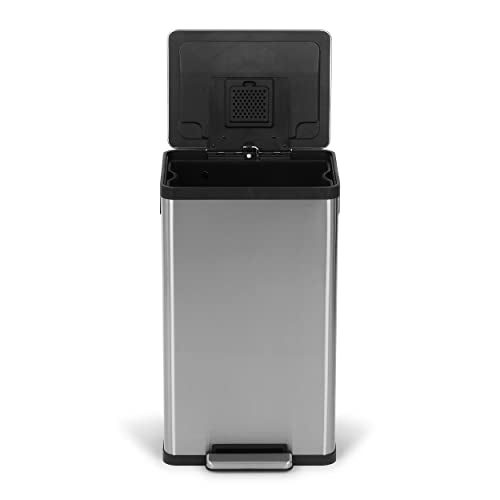 50 Liter 13.2 Gallon Soft-Close Smudge Resistant Stainless Steel Trash Can with Foot Pedal K88575