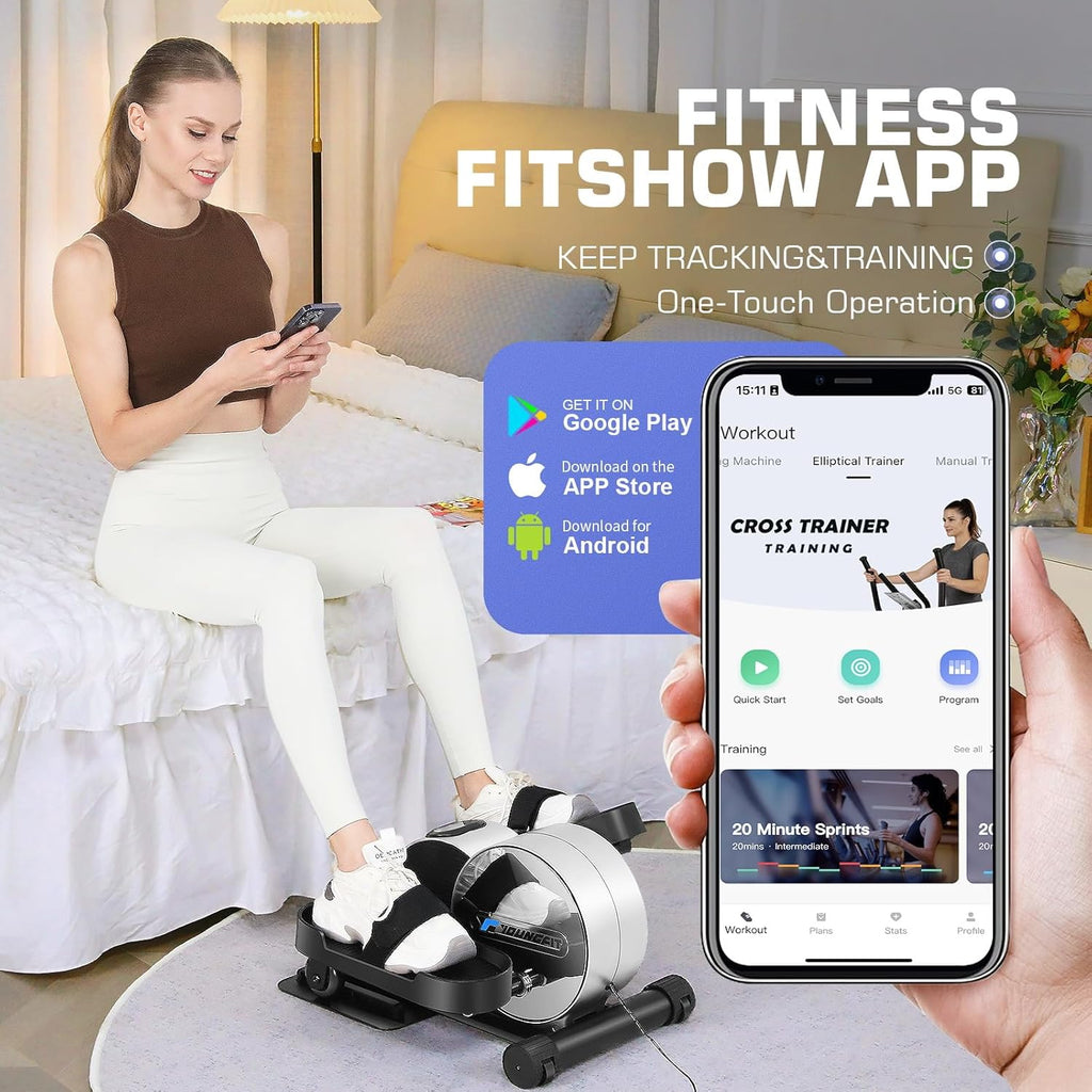 Under Desk Elliptical, Electric Seated Foot Pedal Exerciser with LCD Display Monitor, Remote Control P34606