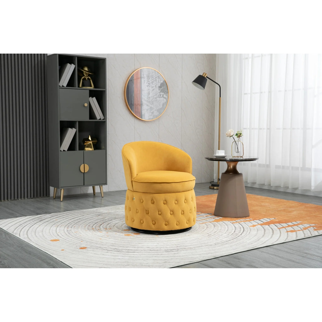 Yellow Velvet Swivel Barrel Chair B39991