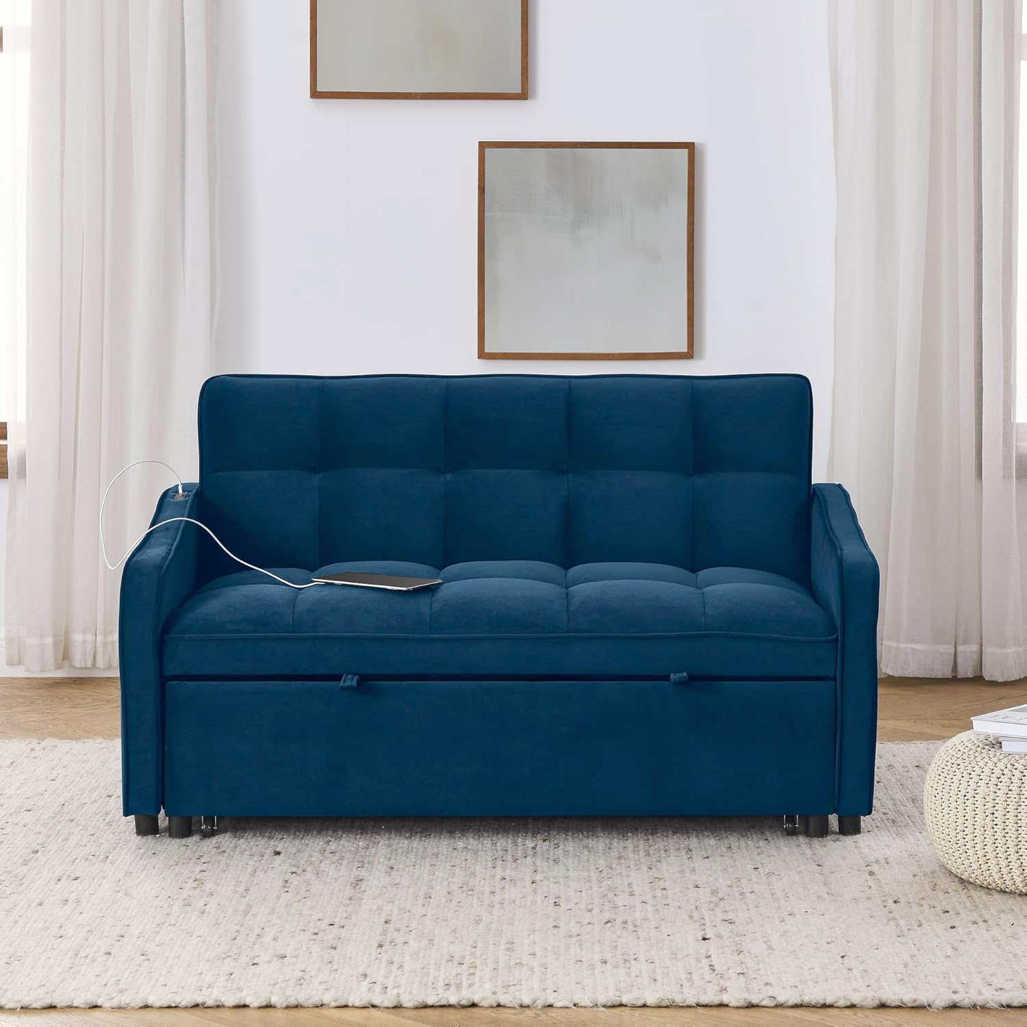 3 in 1 Convertible Sleeper Sofa Couch with Pull Out Bed D56010
