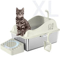 XL Stainless Steel Metal Litter Box with High Wall Sides and Lid Y1054