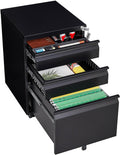 Black Steel 3-Drawer Rolling File Cabinet P671993