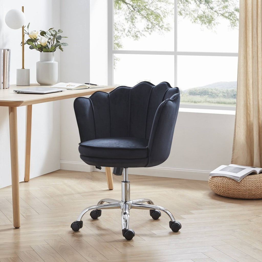 Blue Velvet Swivel Desk Chair T7278