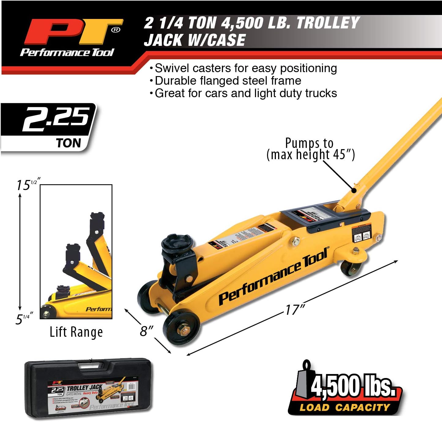 2.25 Ton Capacity Trolley Jack with Case I919