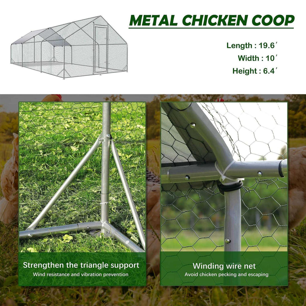 Large Metal Chicken Coop with Wire Mesh Chicken Run O30948