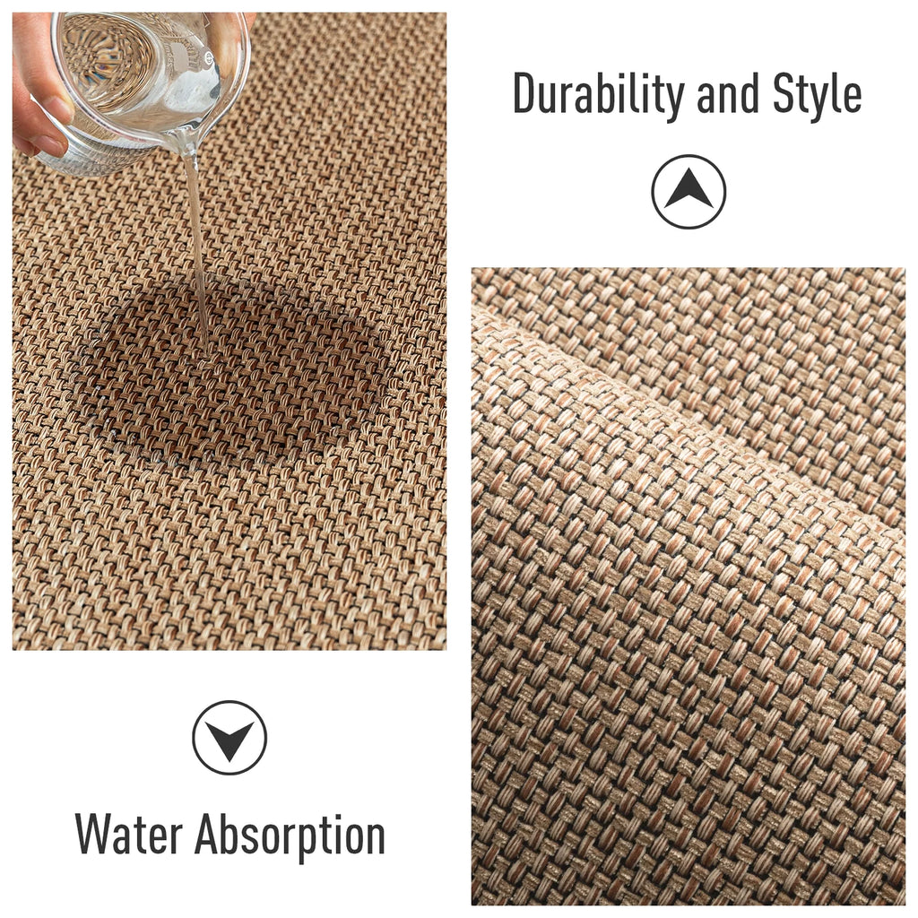 Oats Beige Non Slip Kitchen Runner Rugs, 2PCS T6400