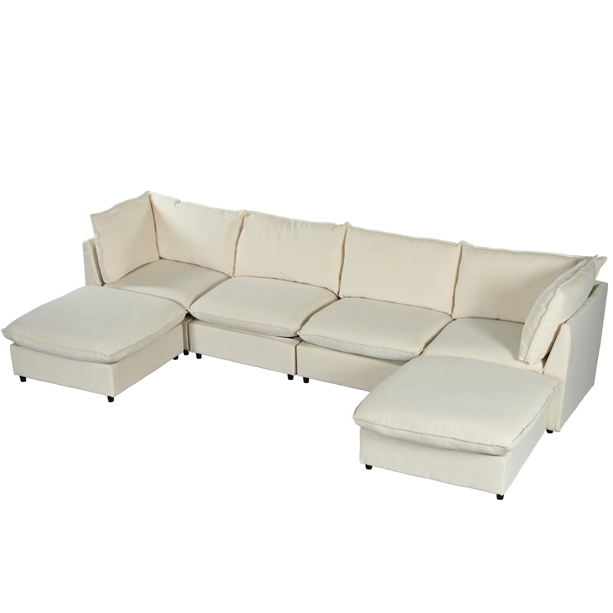 Large U-Shape Sectional Sofa with Removable Ottomans I18471