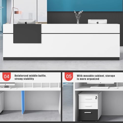 U-Shaped Wooden Reception Desk with Lockable Drawer S4397