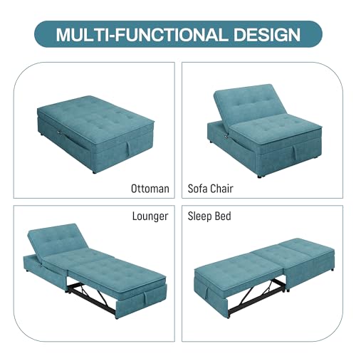 White 4-in-1 Sleeper Sofa Chair Bed with Storage Pocket and USB Port F983024