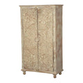 Solid Wood Distressed White Armoire with Shelves N473
