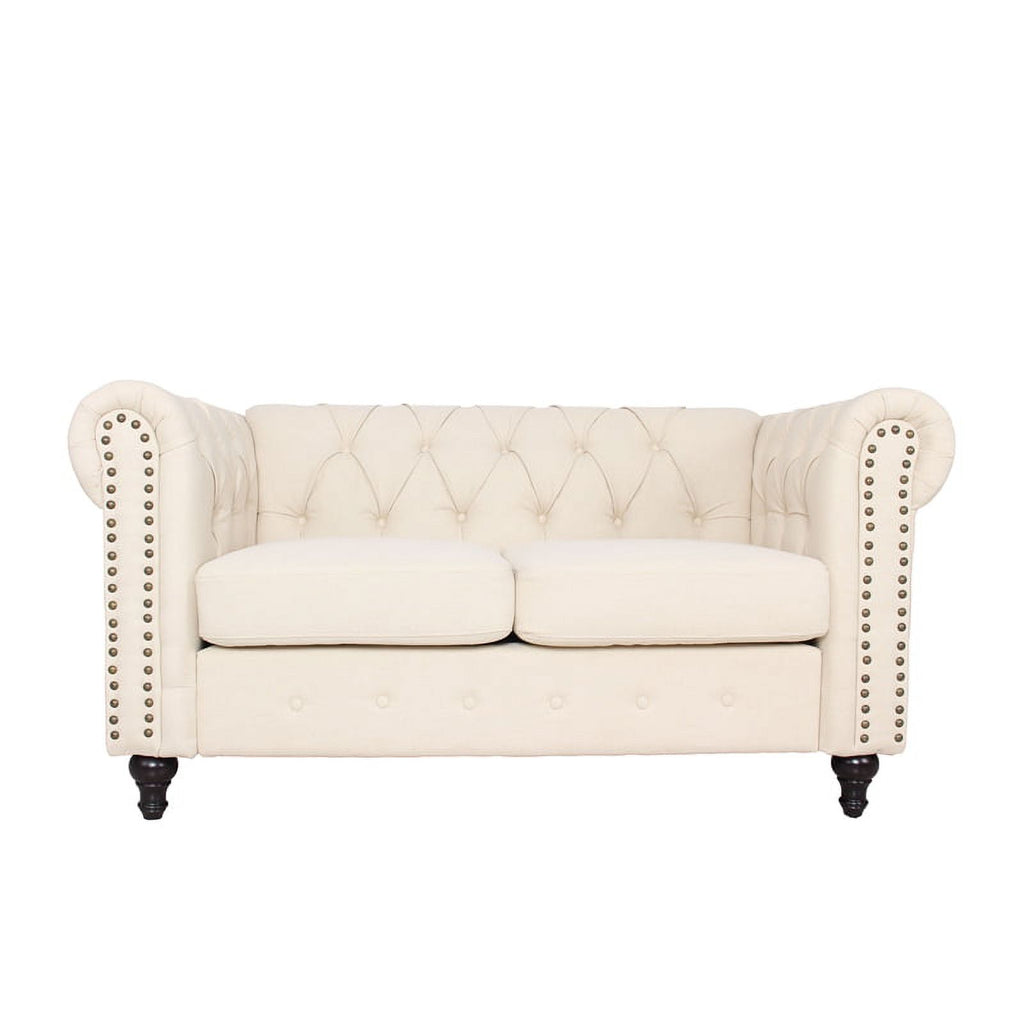 3 Piece Living Room Set with Loveseat and Two Accent Chairs in Cream Y544