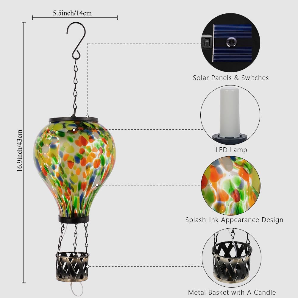Metal & Glass Solar Lantern with Candle Holder U767354