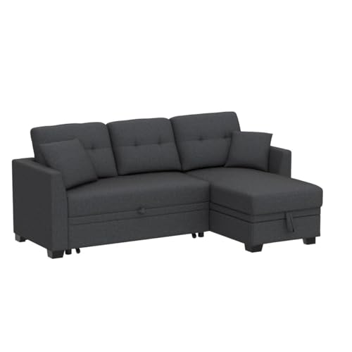 81" Grey L Shaped Sleeper Sofa with Storage Y776932