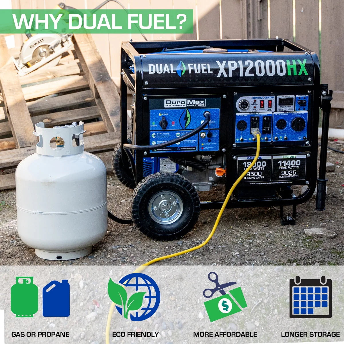 Dual Fuel Gas Propane Portable Generator 12,000 Watt W8657