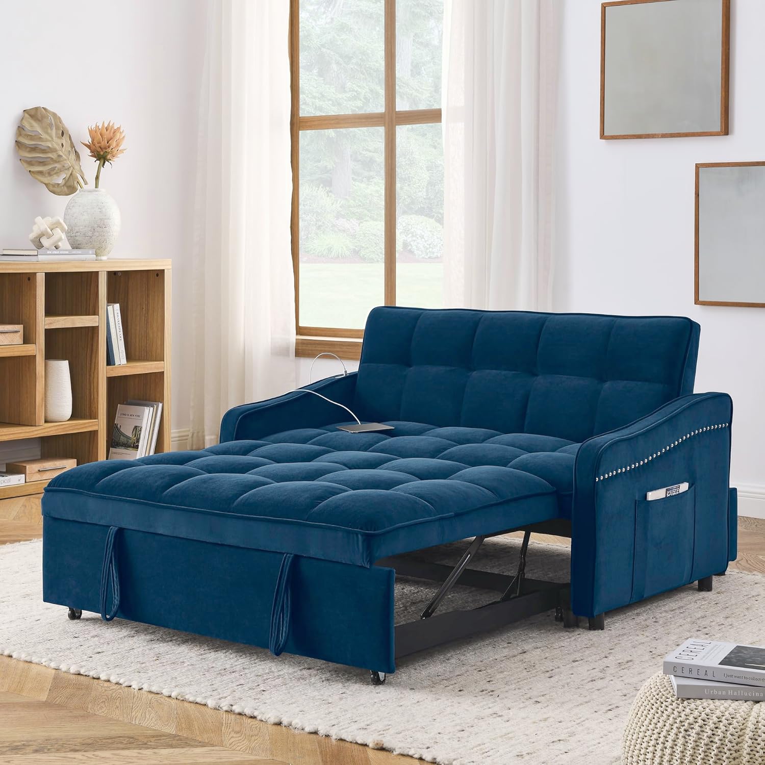 3 in 1 Convertible Sleeper Sofa Couch with Pull Out Bed D56010