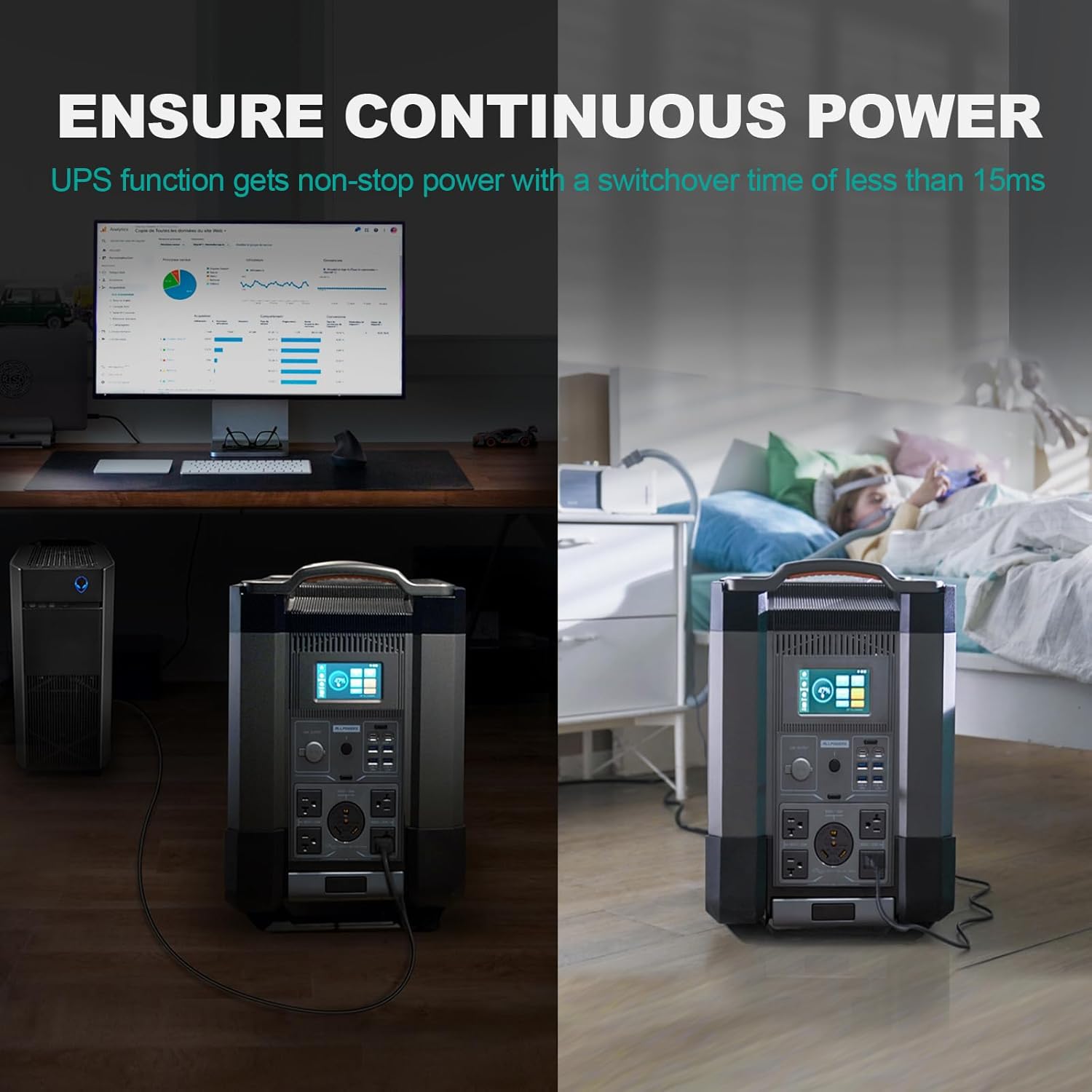 3456Wh LiFePO4 Portable Power Station with 3600W AC Output M745909