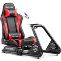 Racing Simulator Cockpit with Seat and Bluetooth Speakers, Alloy Steel Frame (Blue) W27068