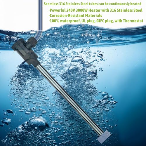 240V 3000W Submersible Electric Immersion Water Heater with Thermostat and GFCI T834
