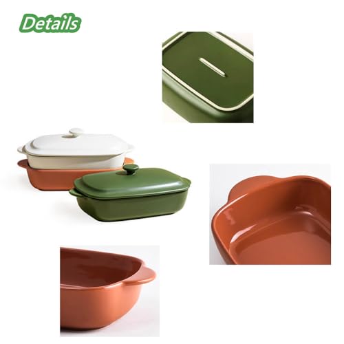 33oz Ceramic Rectangular Baking Dish with Lid I8672