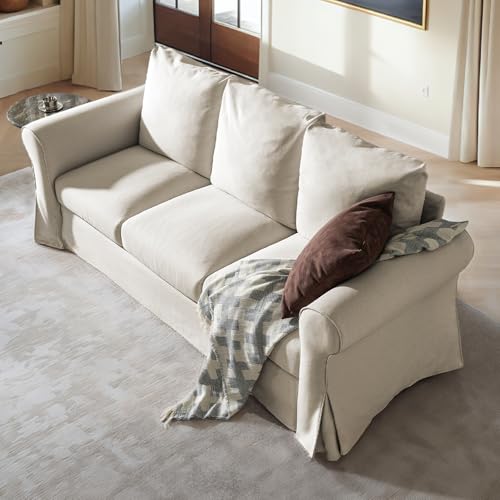 89" White Slip Covered Sofa with Extra Deep Seat B436142