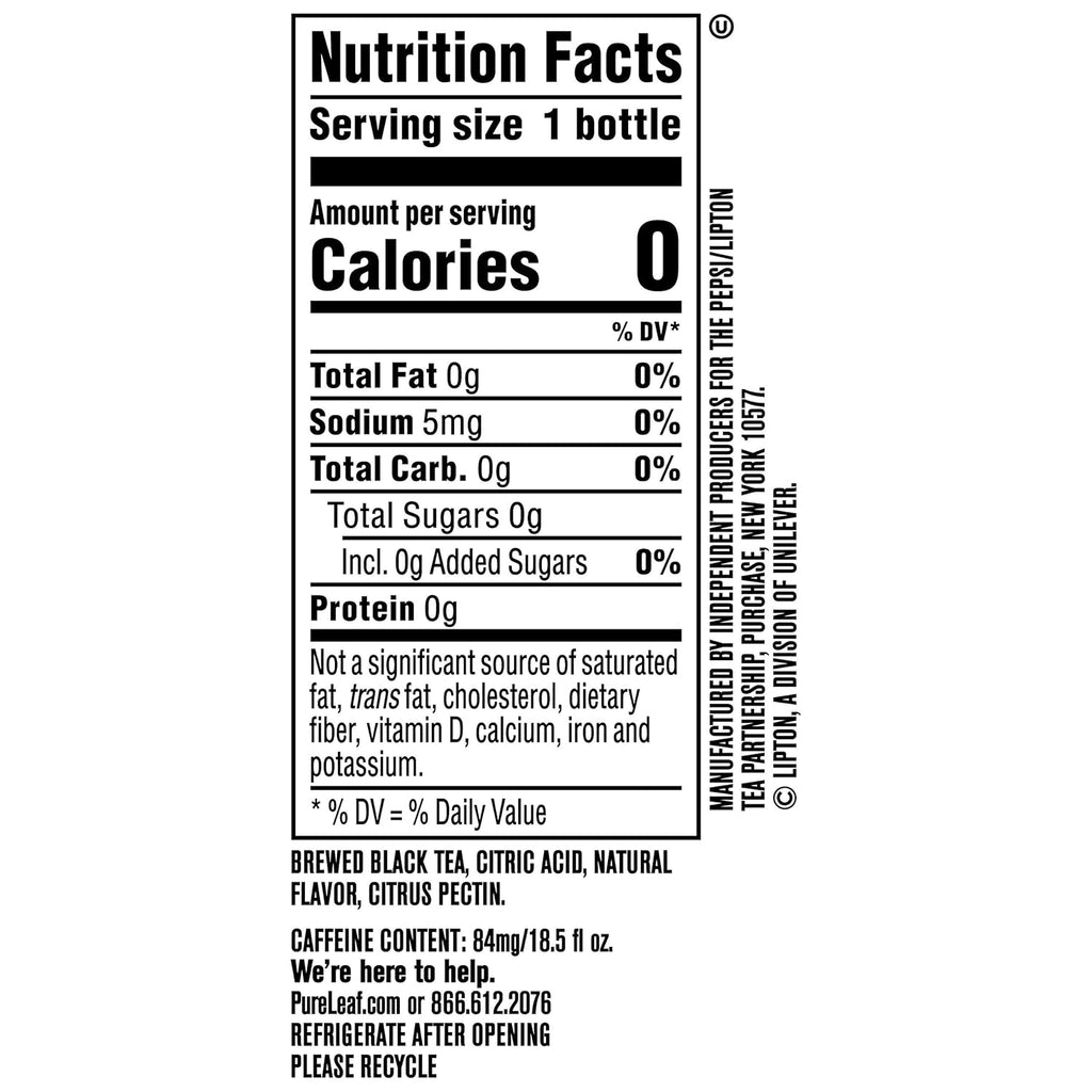 Unsweetened Black Tea with Lemon, 18.5 Fl Oz (Pack of 12) A57600