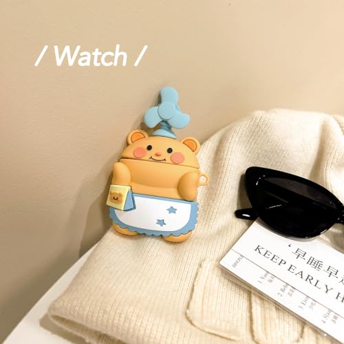 3D Cartoon Silicone Protective Cover with Keychain for AirPods 1/2 Case F99022