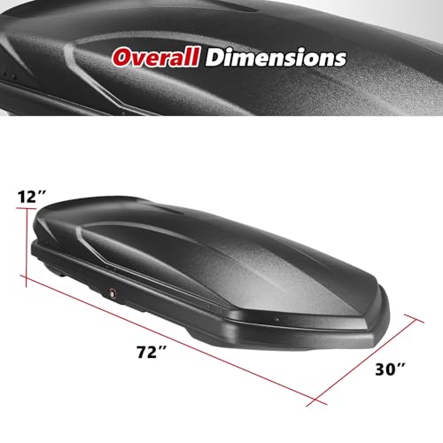 Rooftop Cargo Box Carrier Car Top Storage Case, 110 Lbs, 53" L x 34" W x 15" H, 11 17 Cubic Ft., Textured Black G694