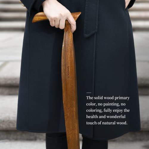Natural Solid Wood Walking Cane with 3 Rubber Tips and Travel Bag R732692