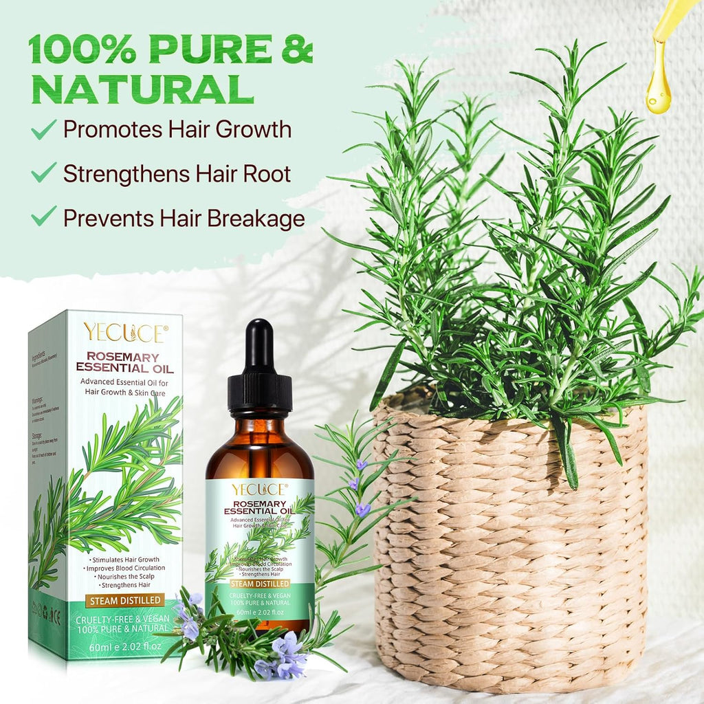 2.02 Fl Oz Pure Rosemary Essential Oil with Glass Dropper J39819