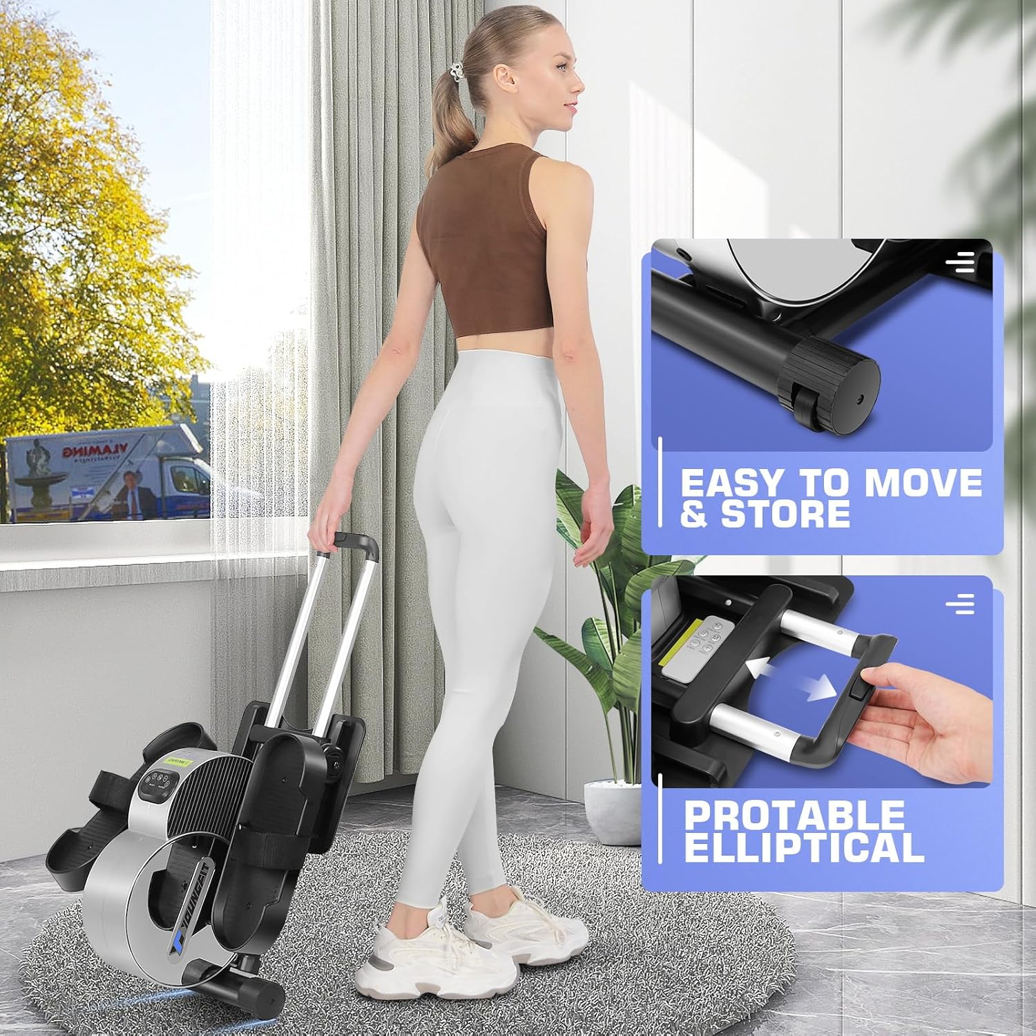 Under Desk Elliptical, Electric Seated Foot Pedal Exerciser with LCD Display Monitor, Remote Control P34606