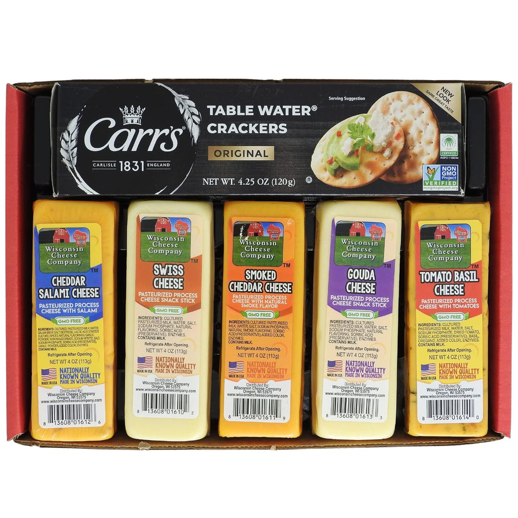 100% Wisconsin Cheese & Cracker Gift Basket, Pack of 5 Blocks P368