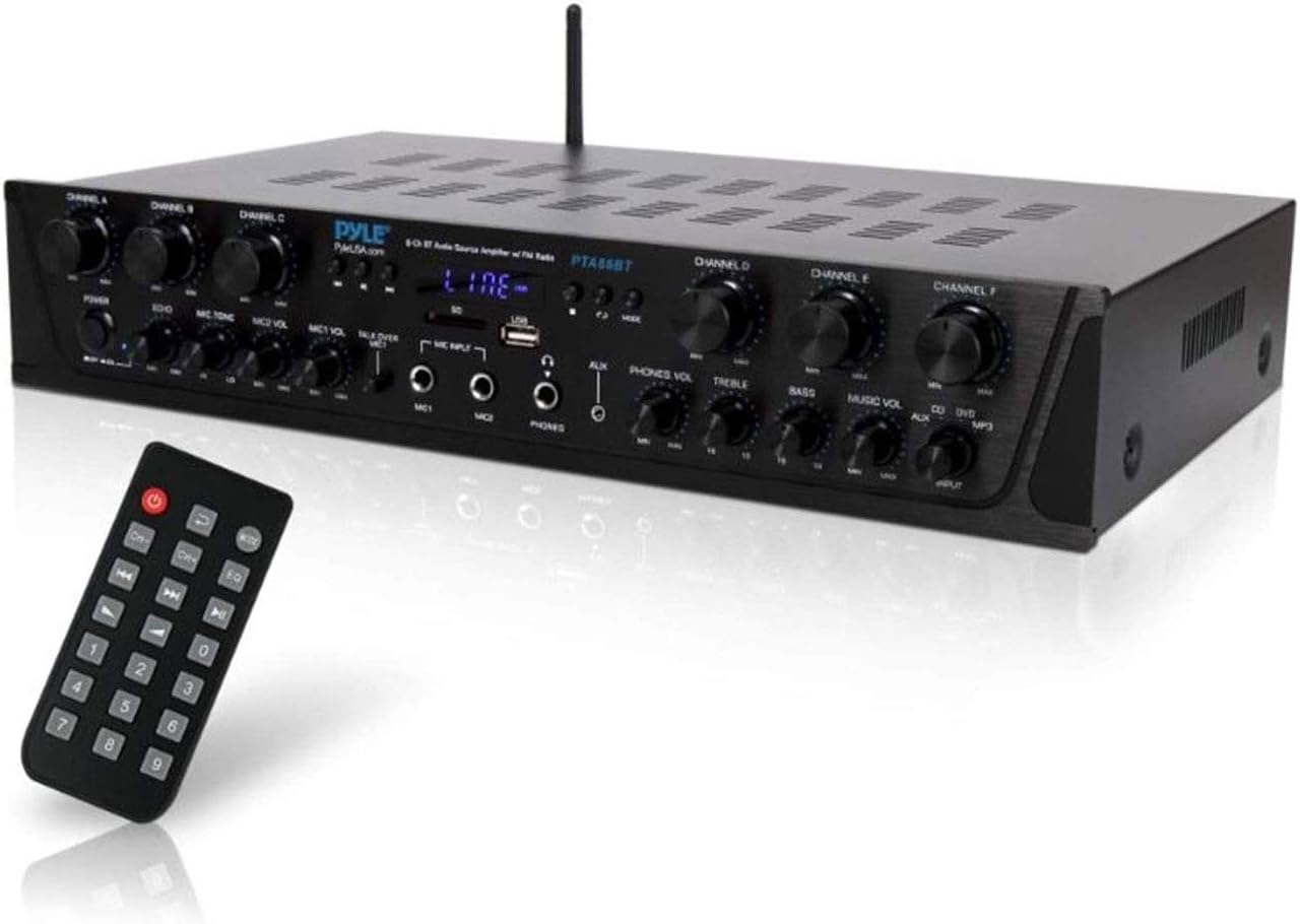 6 Channel 600 Watt Wireless Bluetooth Stereo Receiver Amplifier R744