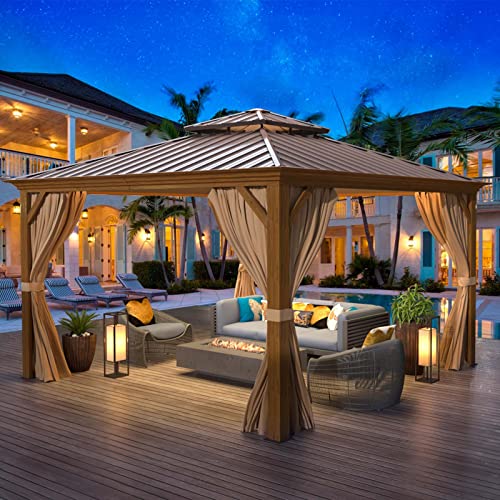 12'x16' Hardtop Gazebo with Curtains and Netting A6463