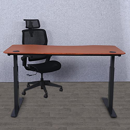 71" x 33" Electric Height Adjustable Stand up Desk with Curved Grey Top and Black Frame T37033
