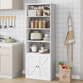 White 6 Shelf Wooden Bookcase with Doors Q8169