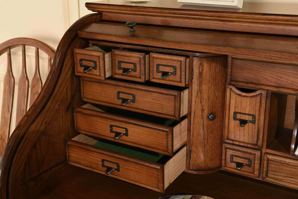 54 Inch Solid Oak Wood Rolltop Desk G703573
