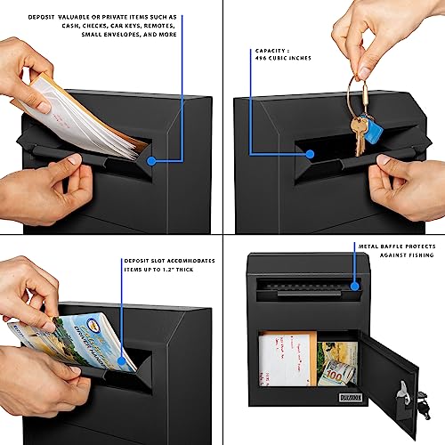 Heavy Duty Steel Wall Mount Locking Drop Box (Black) G89048
