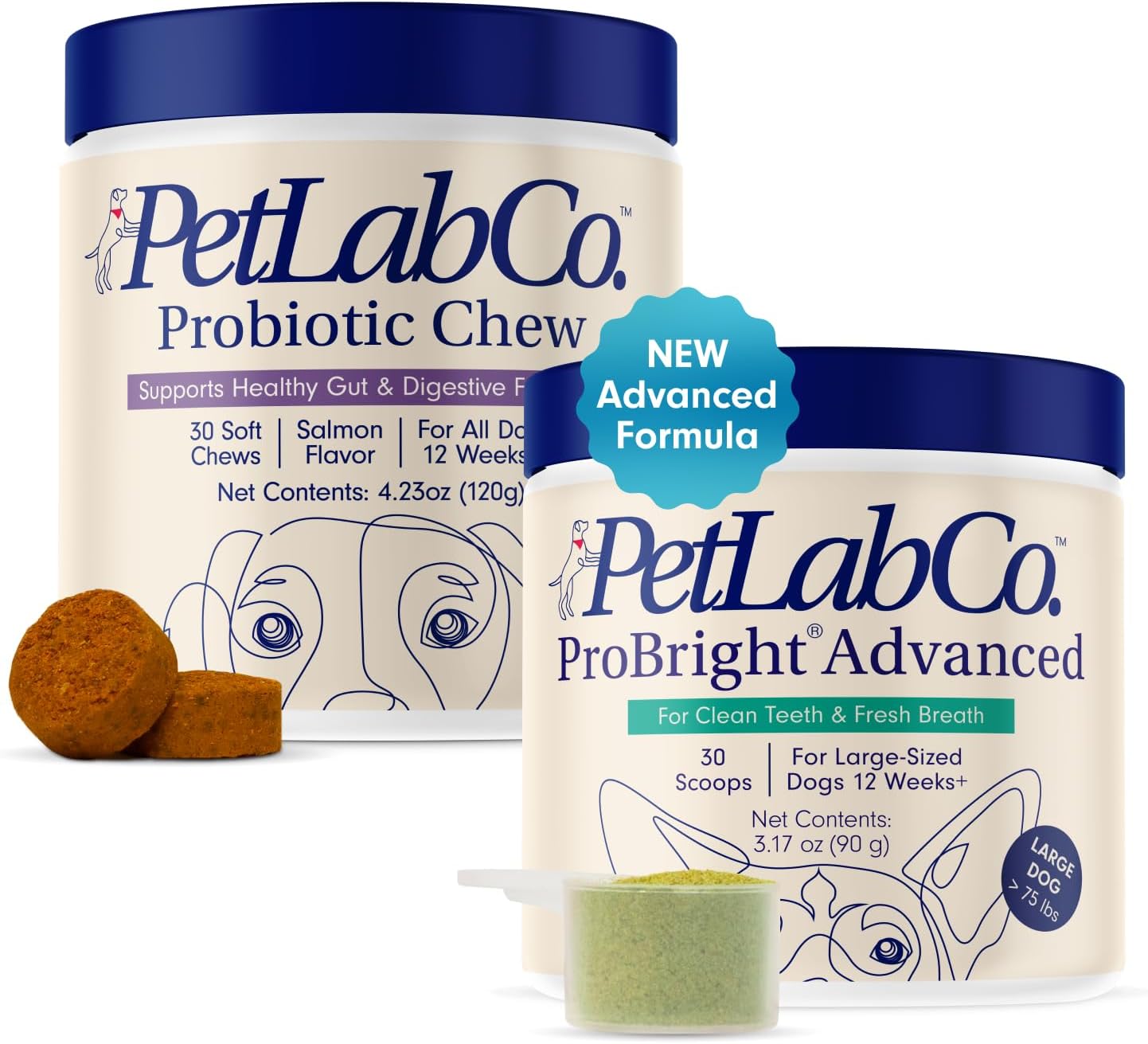 Gut & Breath Bundle: Dental Powder for Fresh Breath, Salmon Dog Probiotics F7126